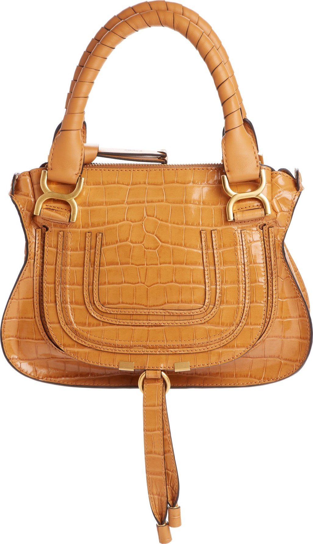 Chloe Small Marcie Croc Embossed Leather Satchel