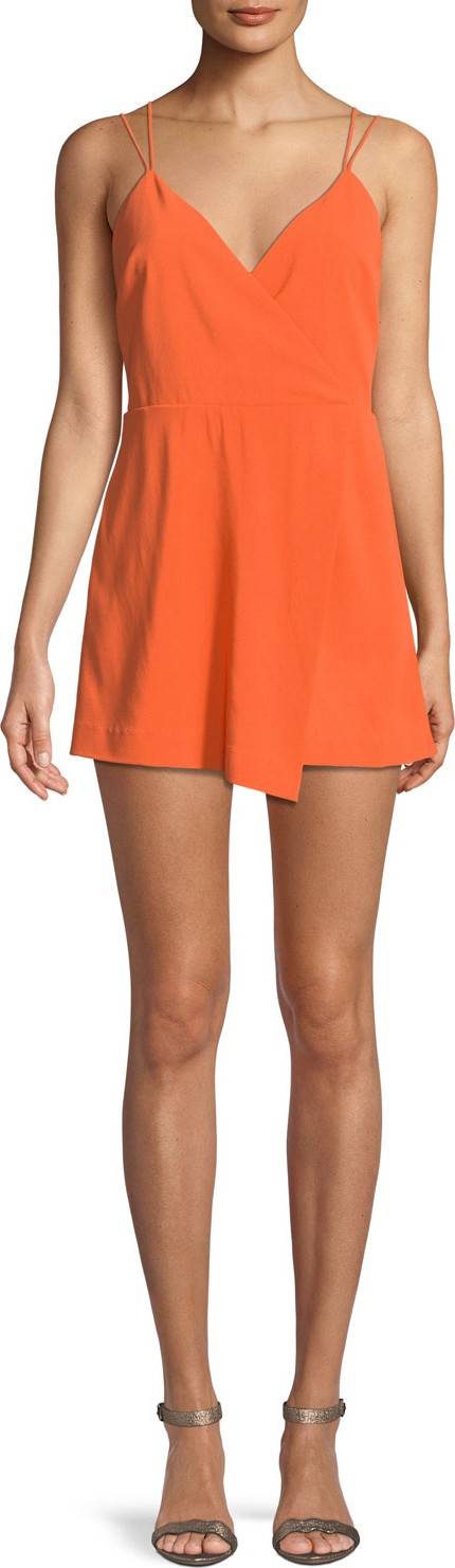 Alice + Olivia Emery Fitted Cross-Front Romper