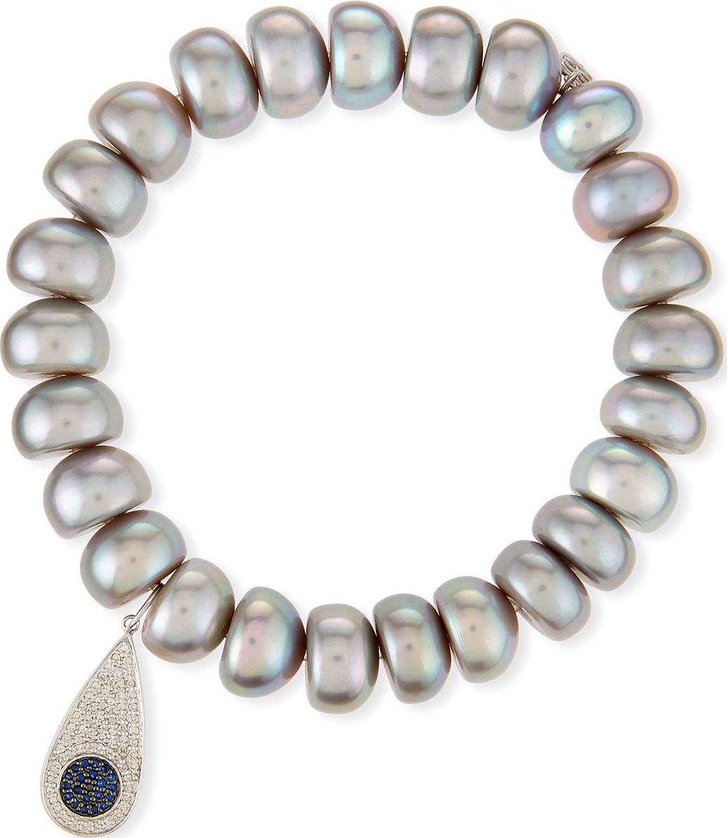 Sydney Evan 10mm Pearl Bracelet with Teardrop Eye Charm