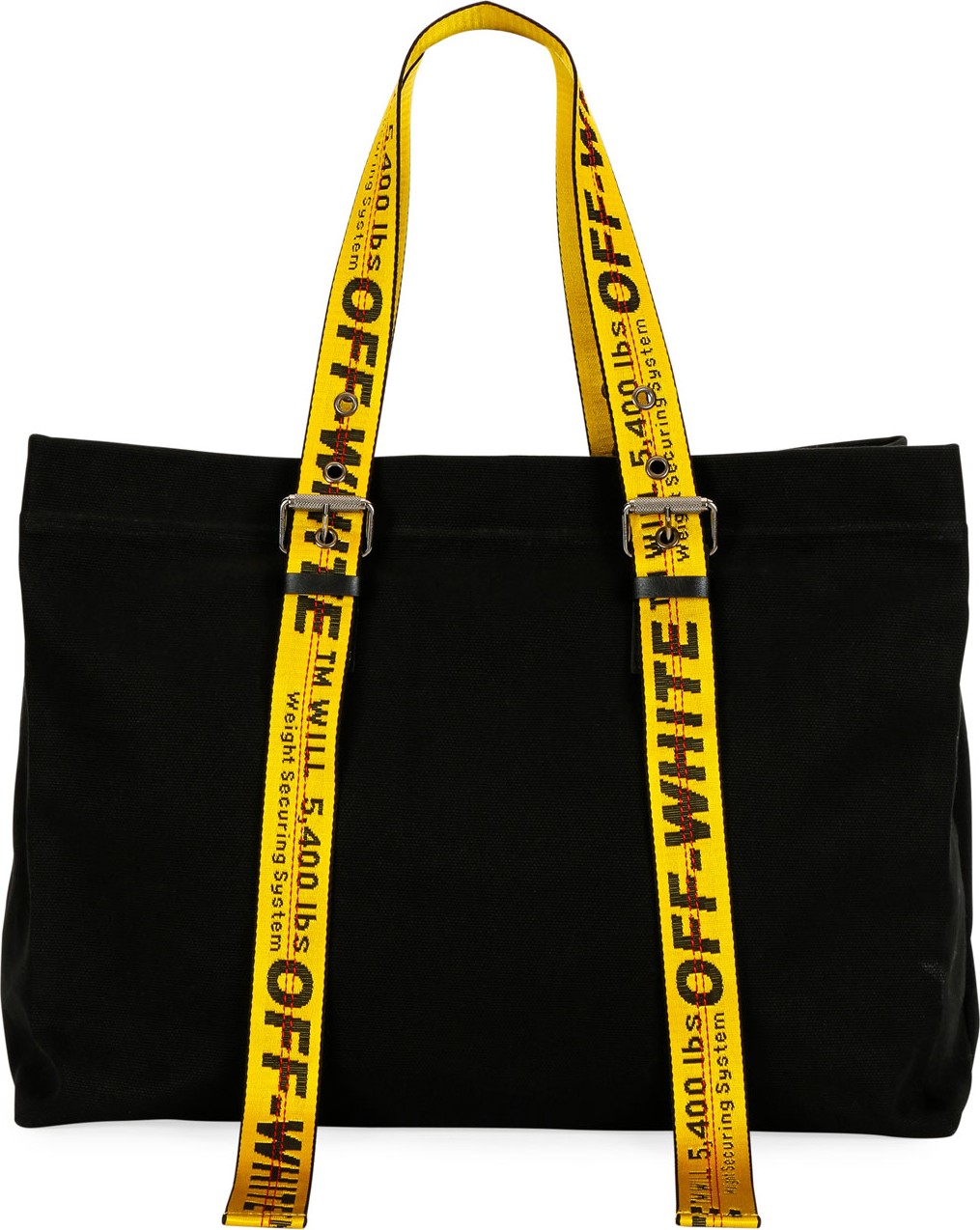 Off White Two-Tone Canvas Tote Bag