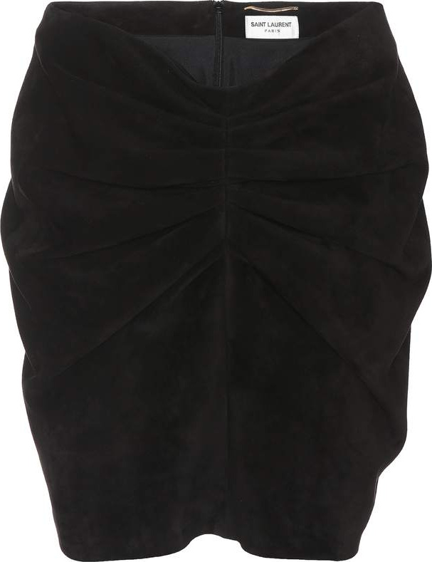 Saint Laurent Gathered suede miniskirt