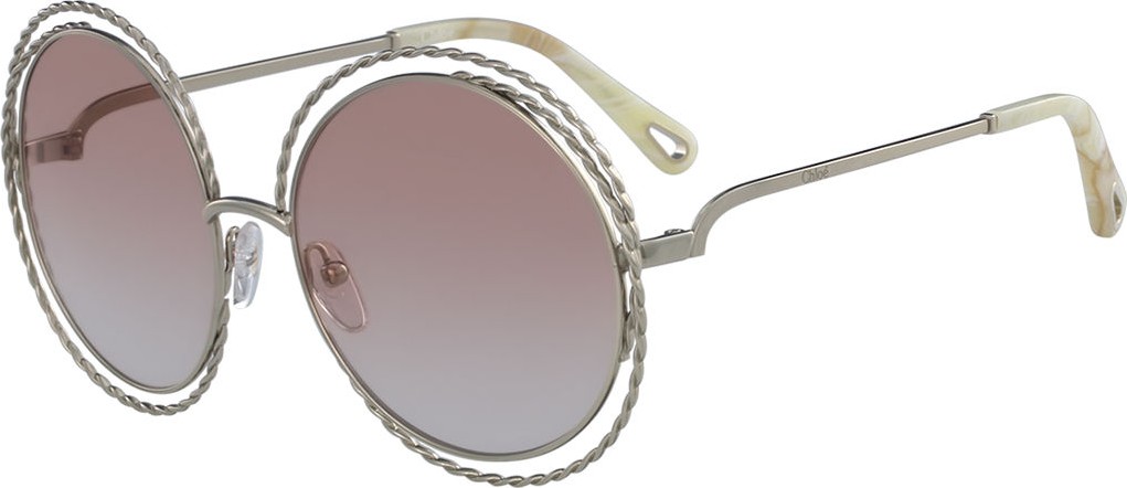 Chloe Carlina Round Concentric Metal Sunglasses