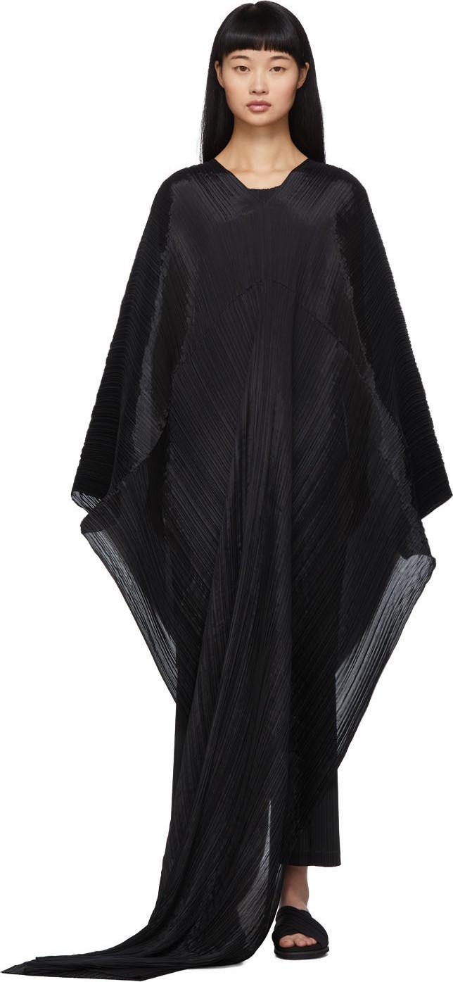 Pleats Please By Issey Miyake Black Basic Madame-T Shawl