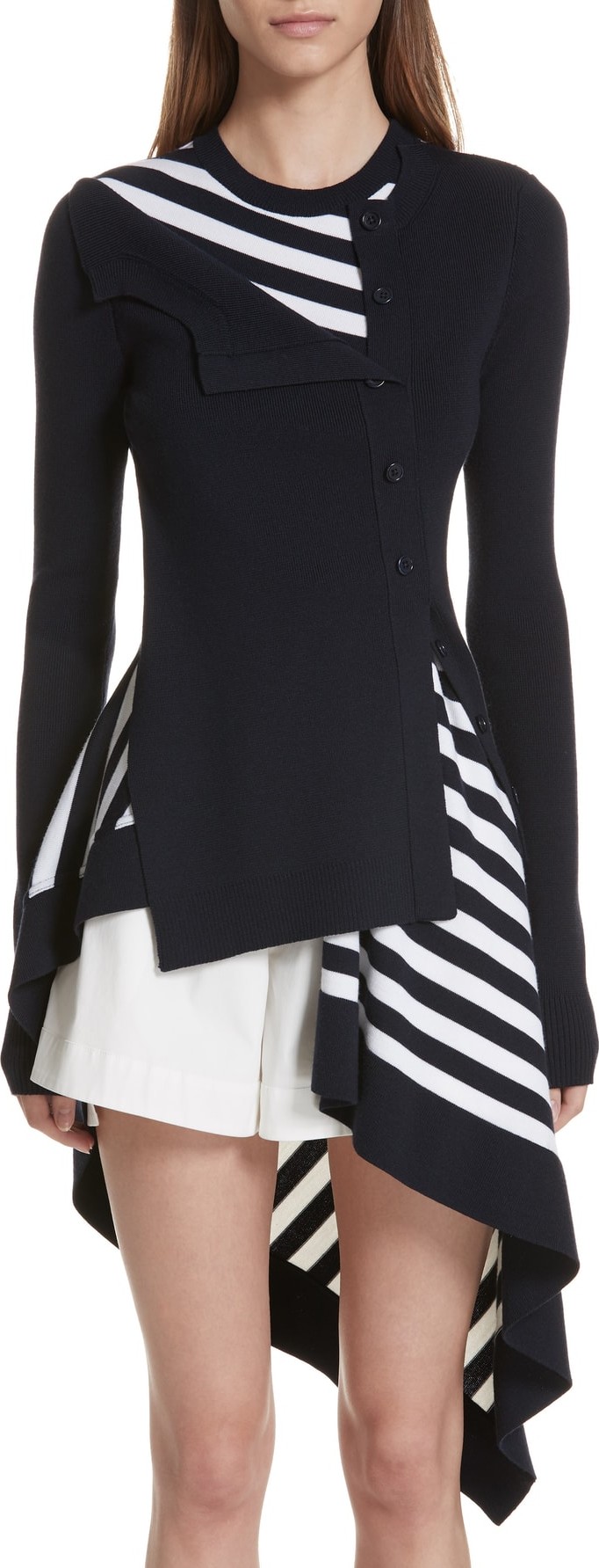 Monse Stripe Twisted Cardigan