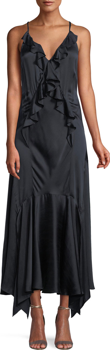 Rebecca Taylor Silk Charmeuse Ruffle Slip Dress