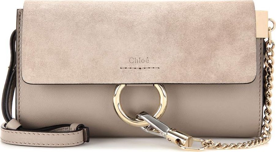 Chloe Faye Mini leather and suede wallet bag