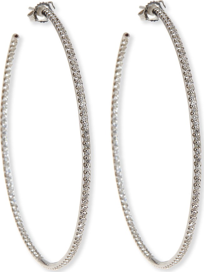 Roberto Coin 55mm Micro Diamond Hoop Earrings, 2ct