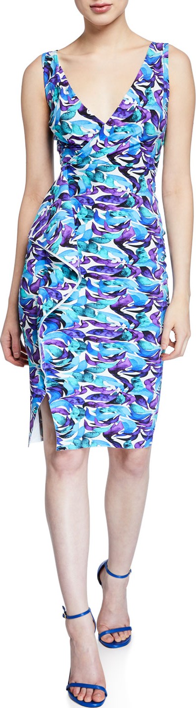 La Petite Robe di Chiara Boni Gota Printed Surplus Dress with Asymmetric Flounce