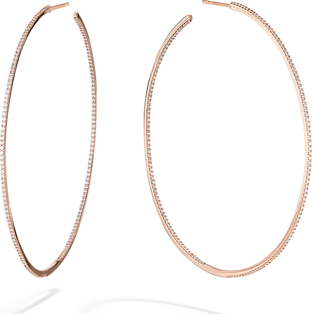 Lana Skinny 14k Rose Gold Diamond Hoop Earrings