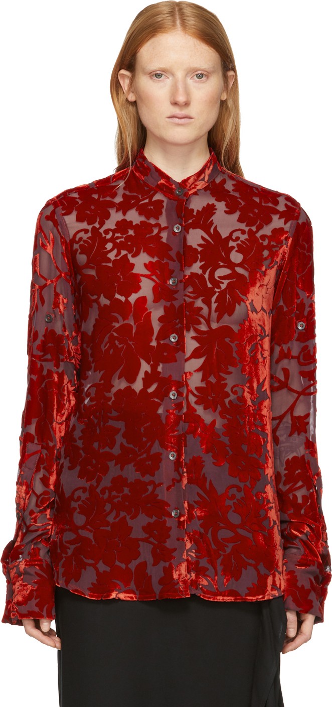 Ann Demeulemeester Red Floral Elma Shirt