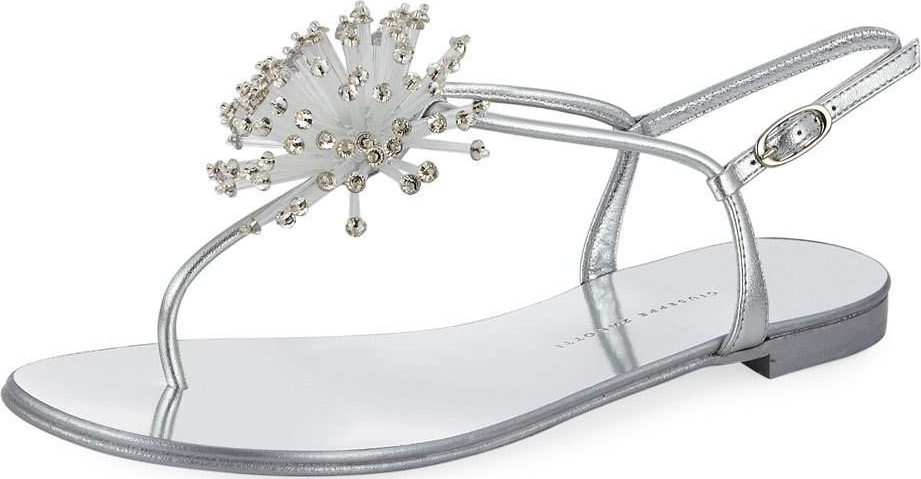 Giuseppe Zanotti Metallic Crystal Thong Sandal