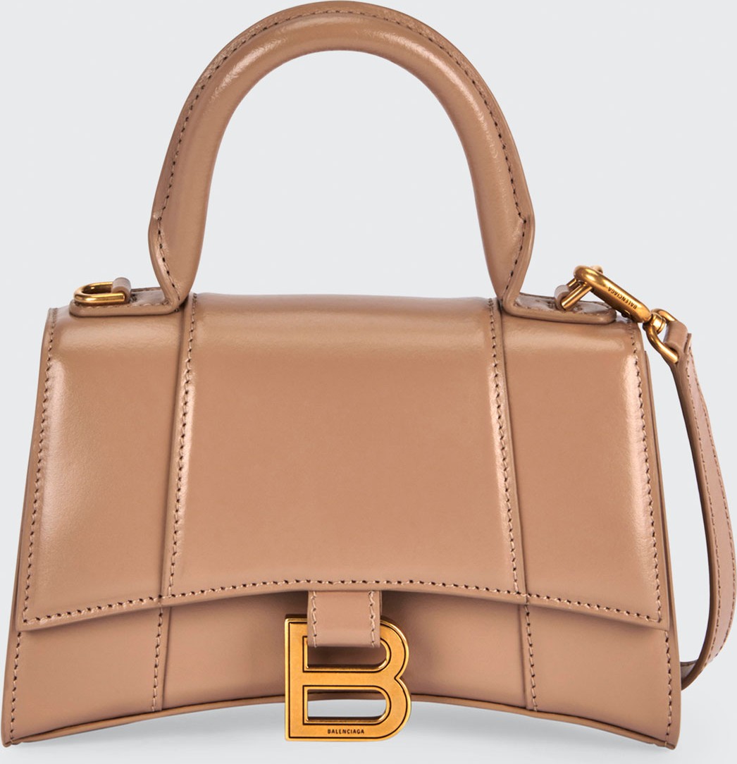 Balenciaga Hour XS Shiny Box Calf Top-Handle Bag