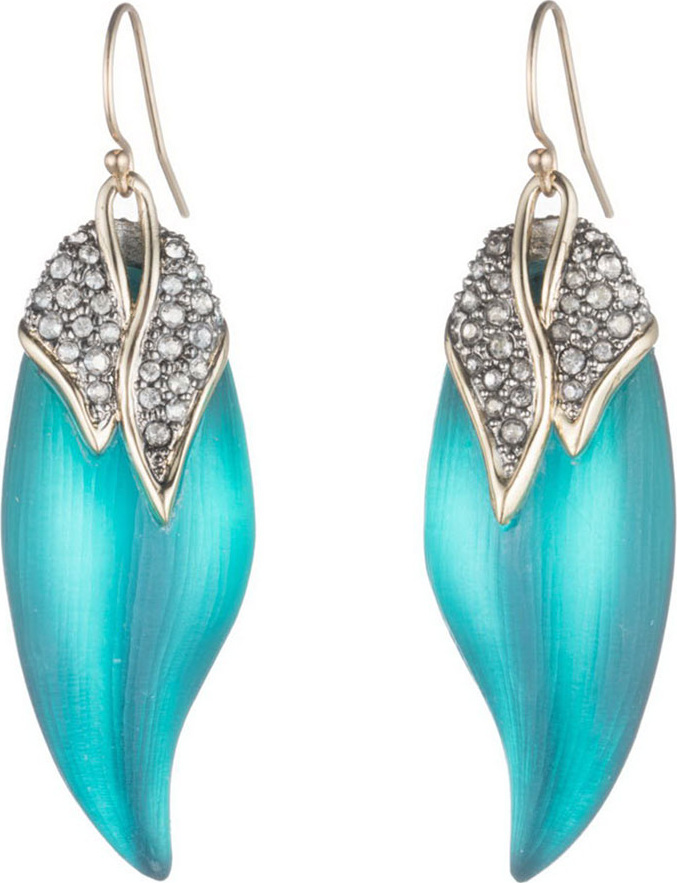 Alexis Bittar Crystal Encrusted Capped Feather Earrings, Lake Blue