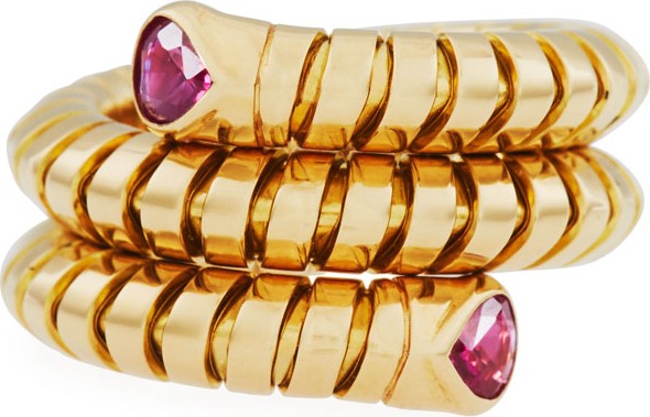 Marina B Trisola 18k Yellow Gold Ruby Coil Ring, Size 6.5