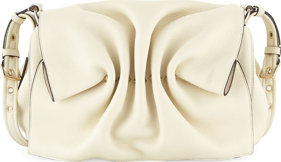 Valentino Bloomy Gathered Leather Shoulder Bag