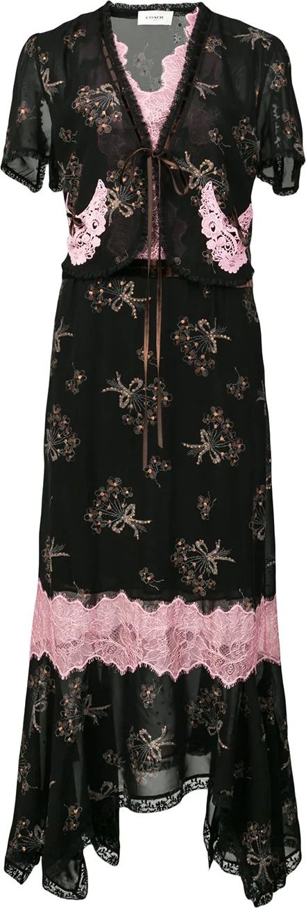 COACH floral bouquet print midi dress