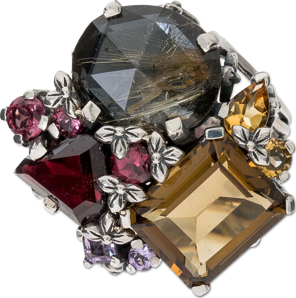 Stephen Dweck Multi-Stone Ring w/ Foliage, Size 7