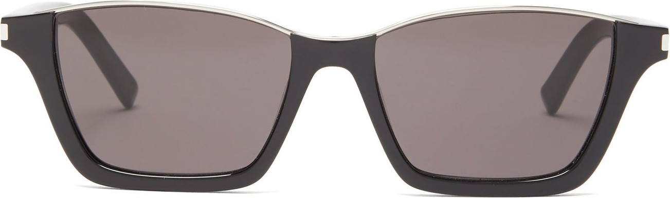 Saint Laurent Metallic-brow rectangle acetate sunglasses