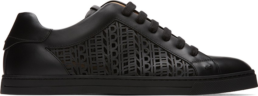 Fendi Black Leather Logo Sneakers