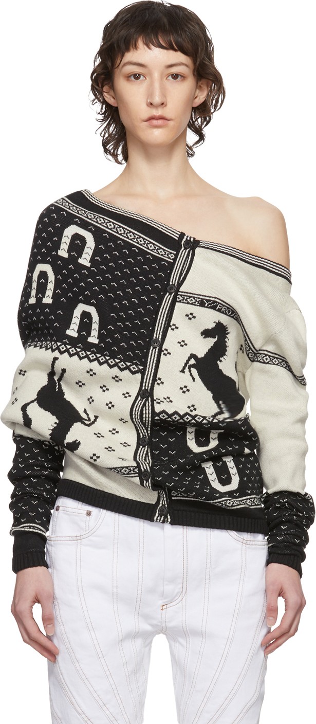 Y/Project Navy & White Horse Print Cardigan Y/Project Navy & White Horse Print Cardigan