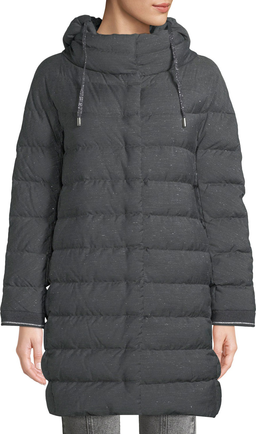 Herno Long Melange Cocoon Puffer Coat