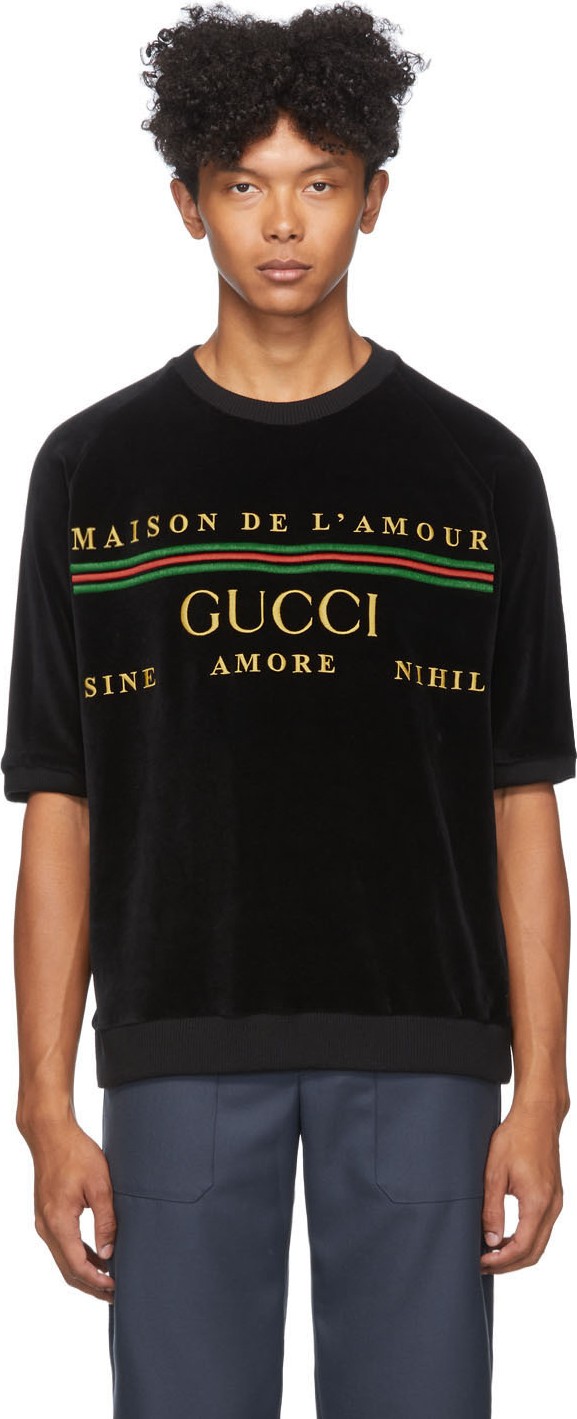 Gucci Black Embroidered Chenille T-Shirt