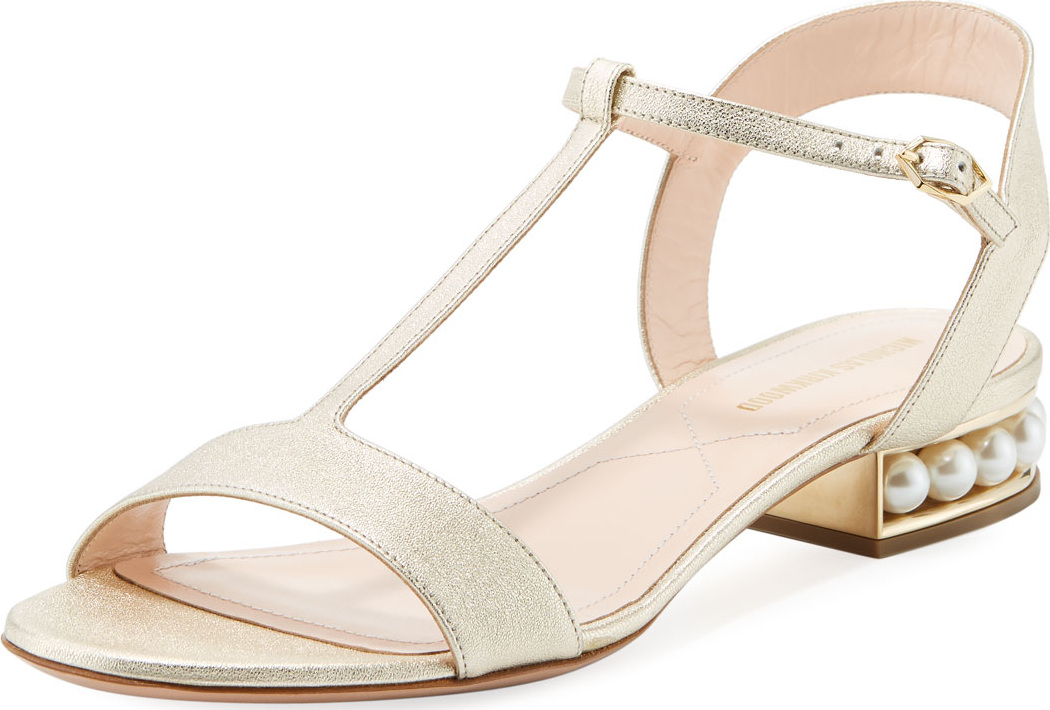 Nicholas Kirkwood Casati Metallic Leather T-Bar Sandal