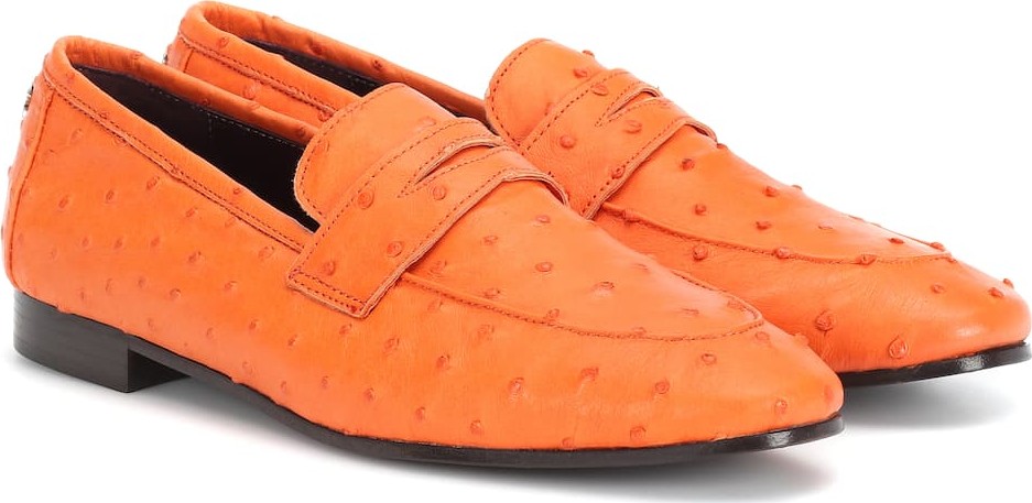 Bougeotte Flaneur ostrich leather loafers