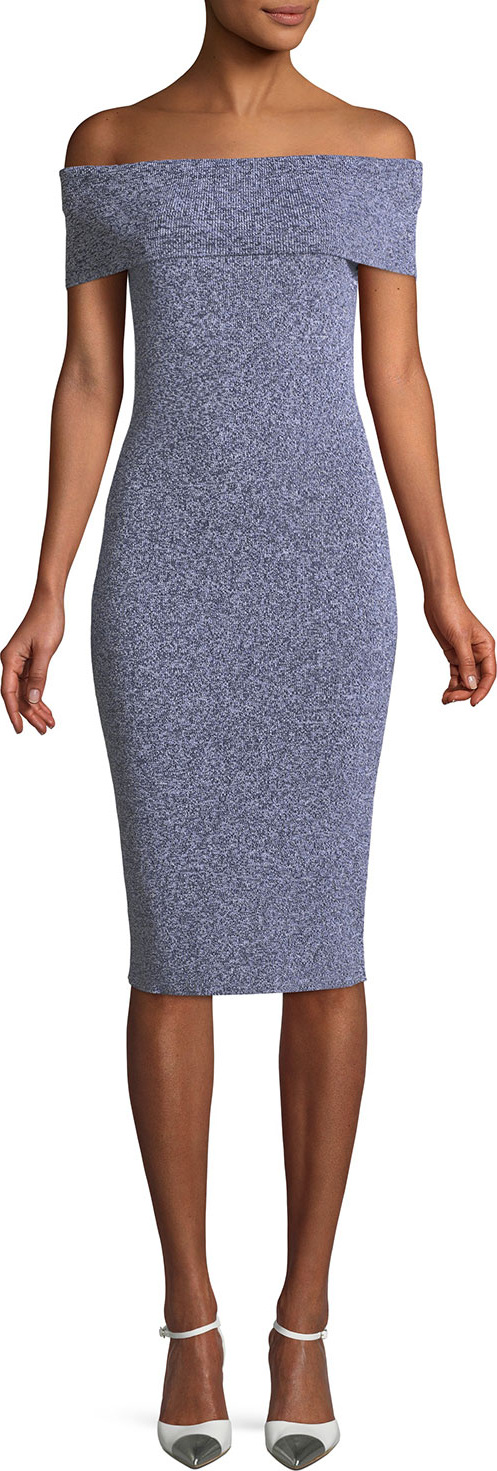 MICHAEL MICHAEL KORS Plaited Rib-Knit Off-the-Shoulder Dress
