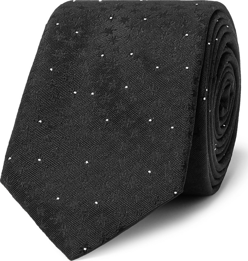 Saint Laurent 5cm Embroidered Pin-Dot Silk-Jacquard Tie