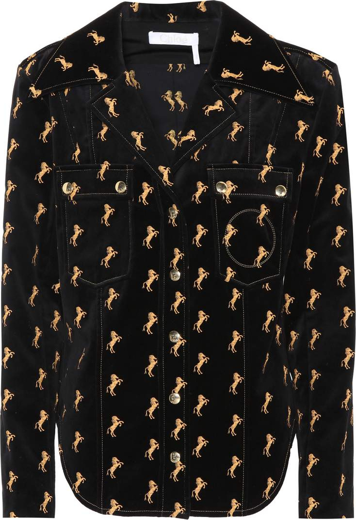 Chloe Embroidered velvet shirt