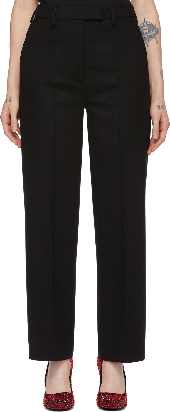 Prada Black Wool Straight Trousers