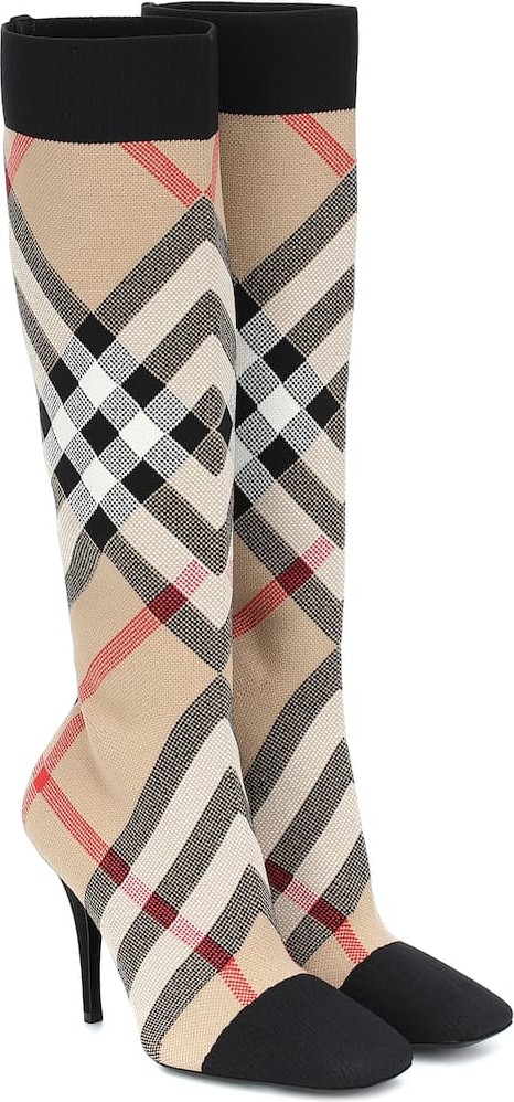 Burberry London England Vintage Check knee-high sock boots