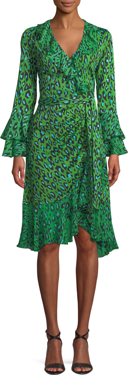DIANE von FURSTENBERG Leopard-Print Silk Ruffle Wrap Dress