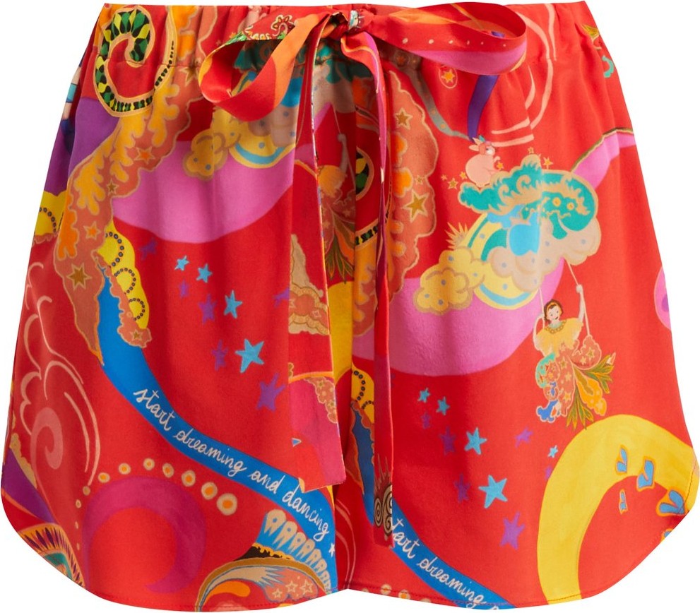 Etro Abstract-print silk shorts