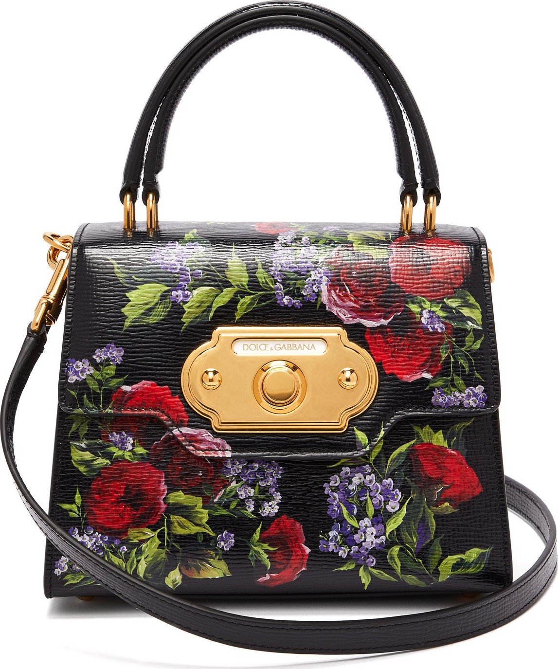 Dolce & Gabbana Welcome mini floral-painted leather bag