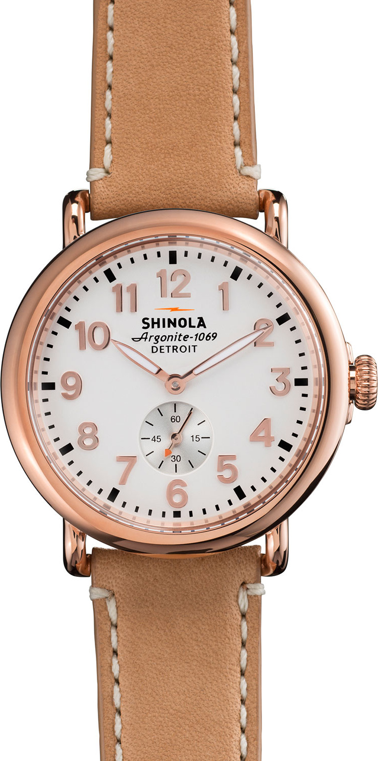 Shinola The Runwell Rose Golden Watch with Taupe Strap, 41mm