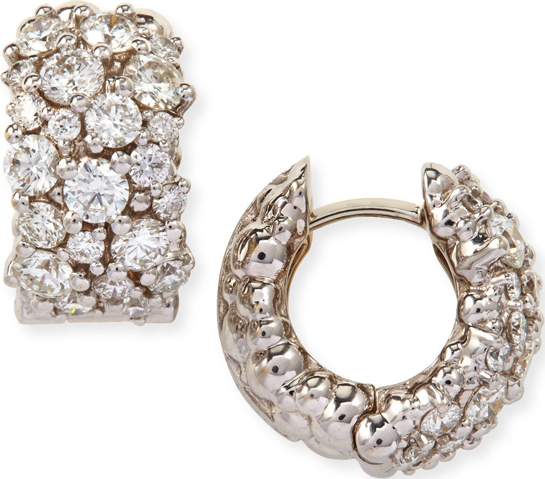 Paul Morelli Large White Diamond Confetti Hoop Earrings