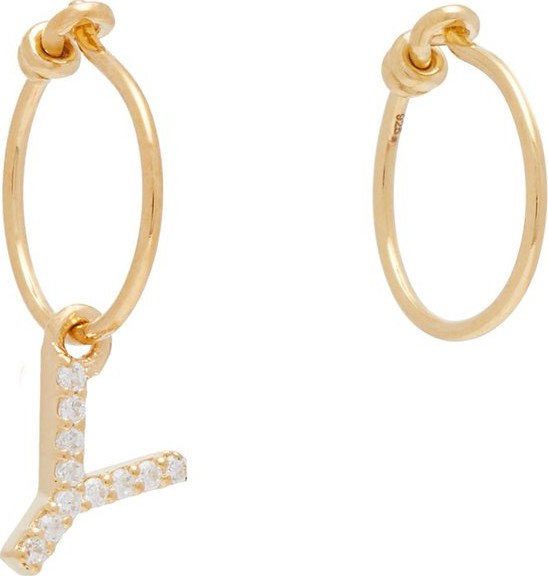 Theodora Warre Mismatched Y-charm gold-plated hoop earrings