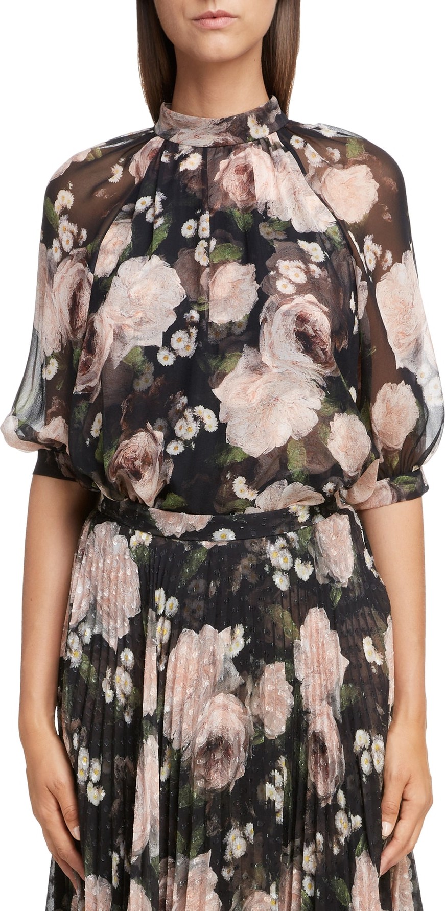 Erdem Floral Print Silk Voile Blouse