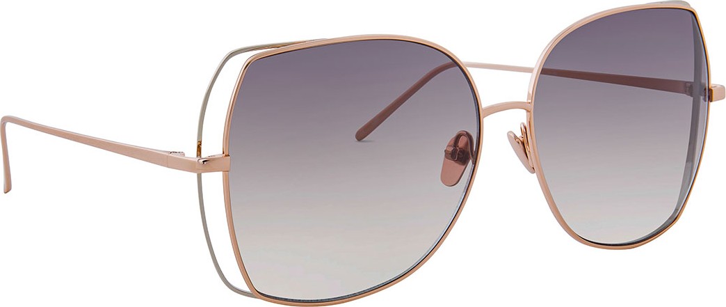 Linda Farrow Oversized Open-Inset Butterfly Sunglasses, Rose Gold