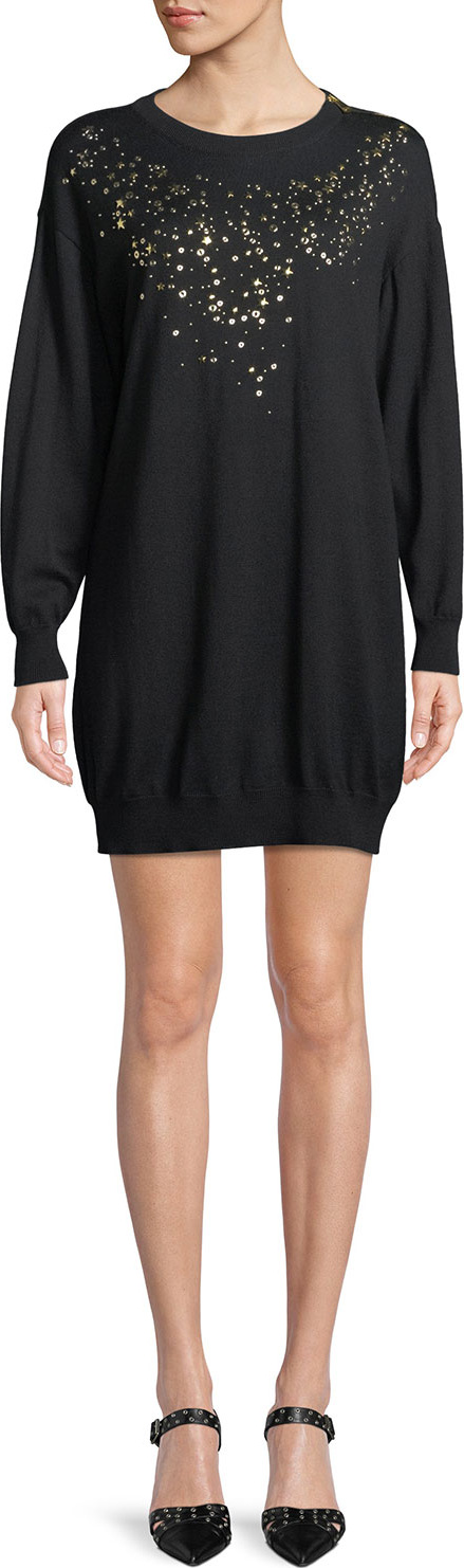 Boutique Moschino Studded-Front Sweater Dress