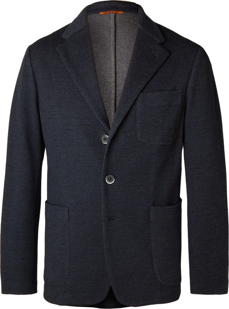 Barena Midnight-Blue Slim-Fit Unstructured Cotton-Blend Jersey Blazer