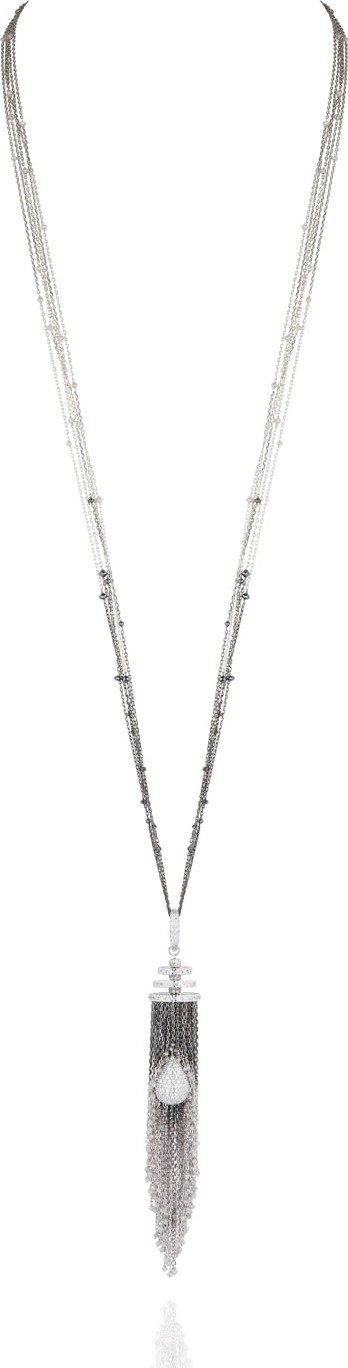Mariani Calla 18k White Gold Tassel Necklace w/ Diamonds