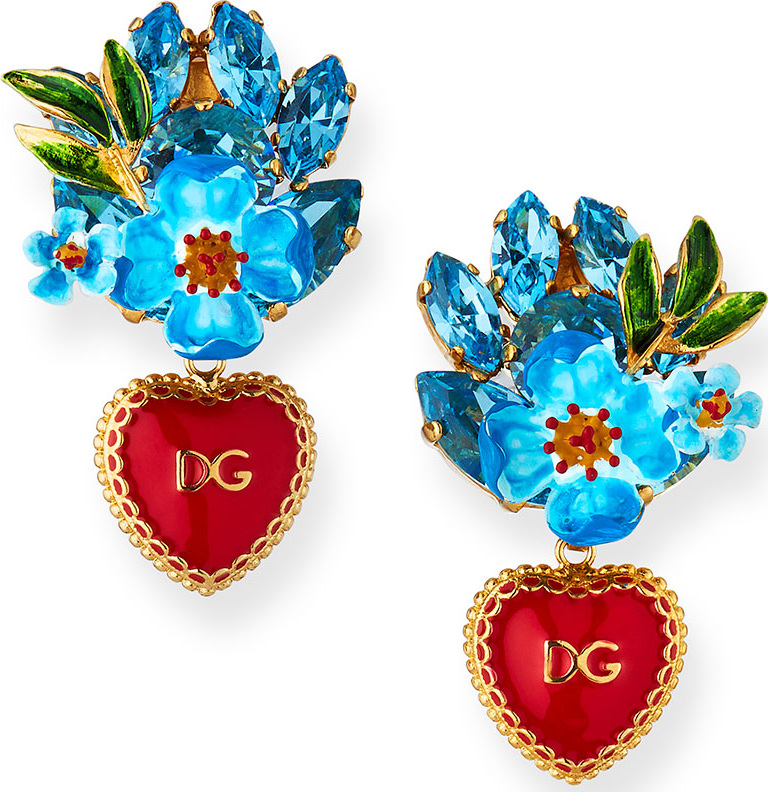 Dolce & Gabbana Sacred Heart DG Drop Earrings
