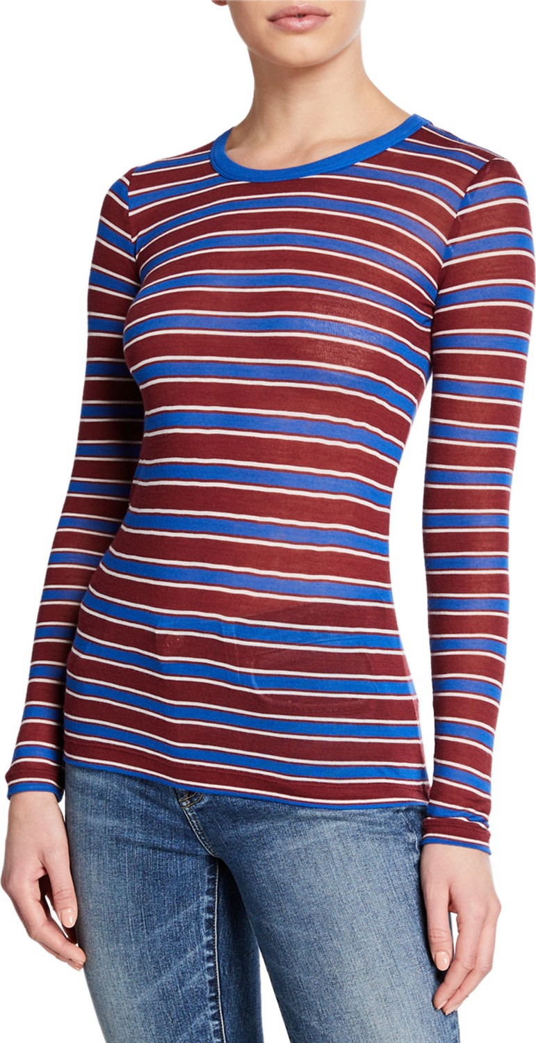Rag & Bone Avery Striped Long-Sleeve Crewneck Tee