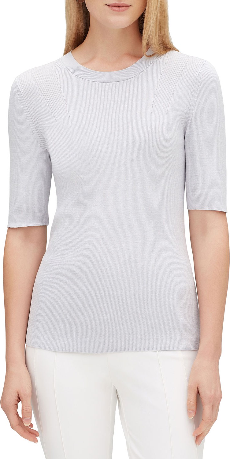 Lafayette 148 New York Elbow-Sleeve Skinny Rib Sweater