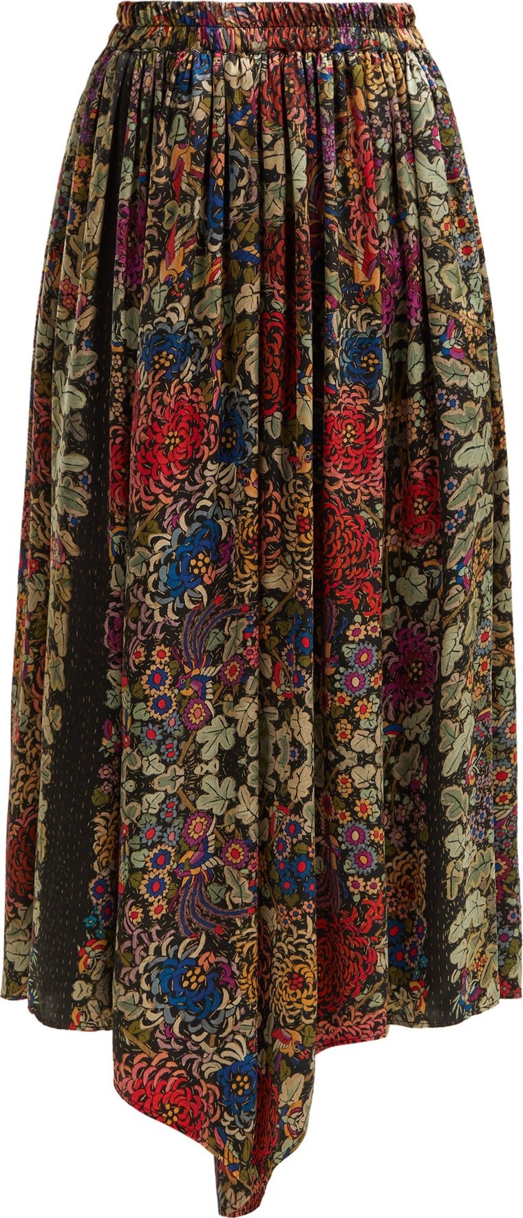 By Walid Margot floral-print silk midi skirt