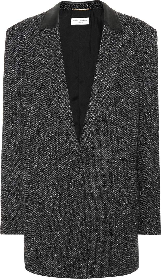 Saint Laurent Leather-trimmed wool blazer