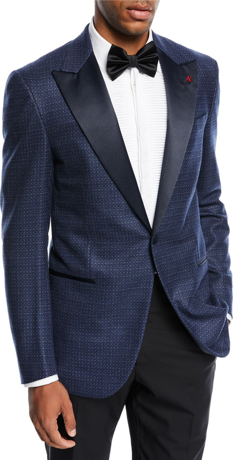 Isaia Textured Satin-Lapel Dinner Jacket